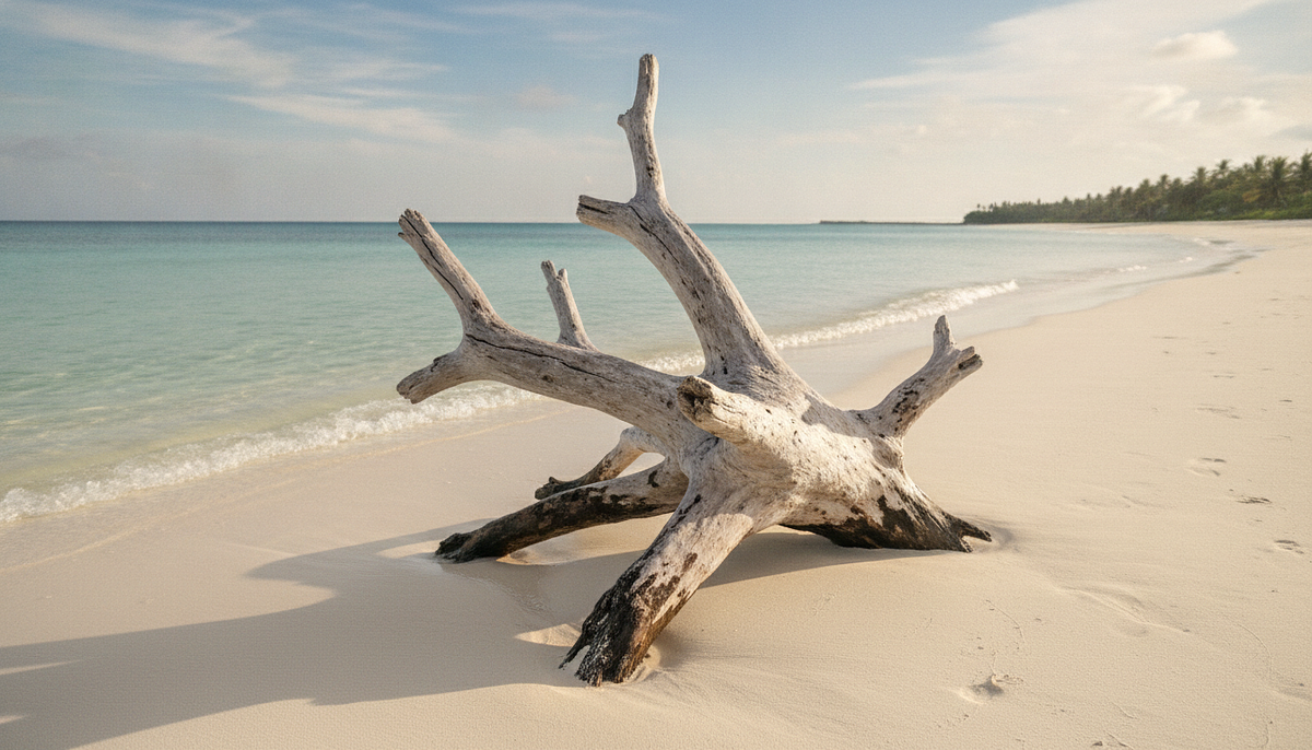 Driftwood on a clean beach