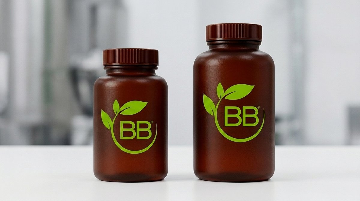 Official BioBottles and BioCaps complete-system badge certifying sustainable packaging