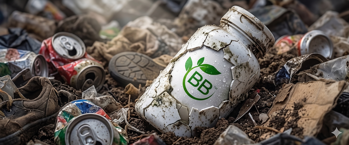 A BioBottle® breaking down in a landfill