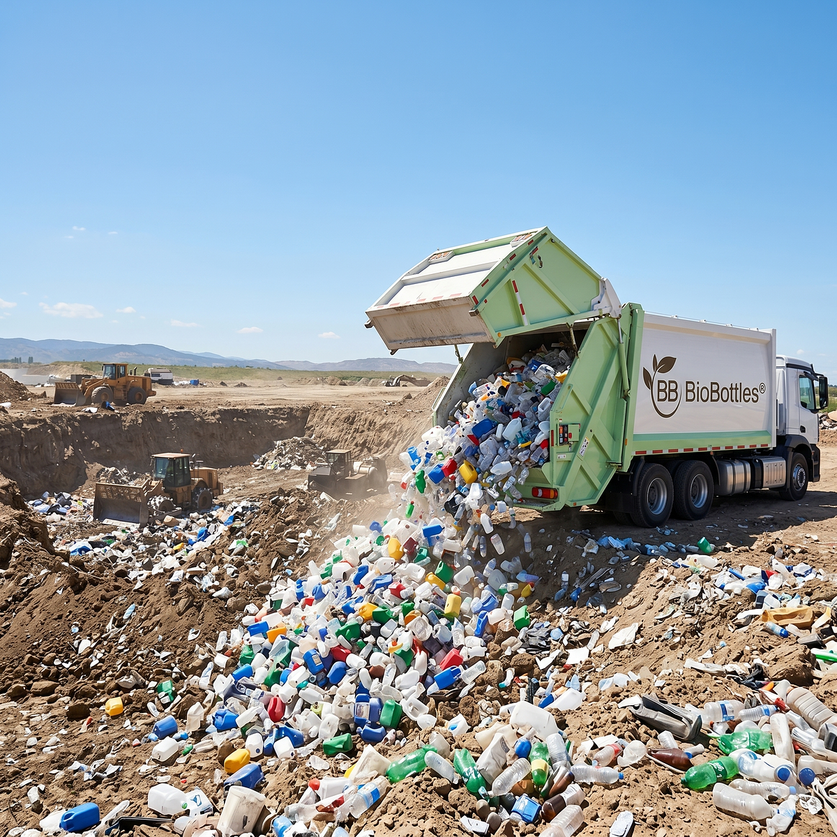 Biobottles Truck In A Landfill